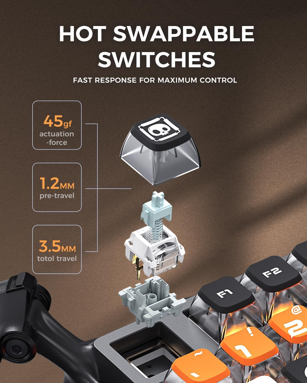 GravaStar Mercury K1 Pro 75% Wireless Mechanical Gaming Keyboard - Cyber Flare