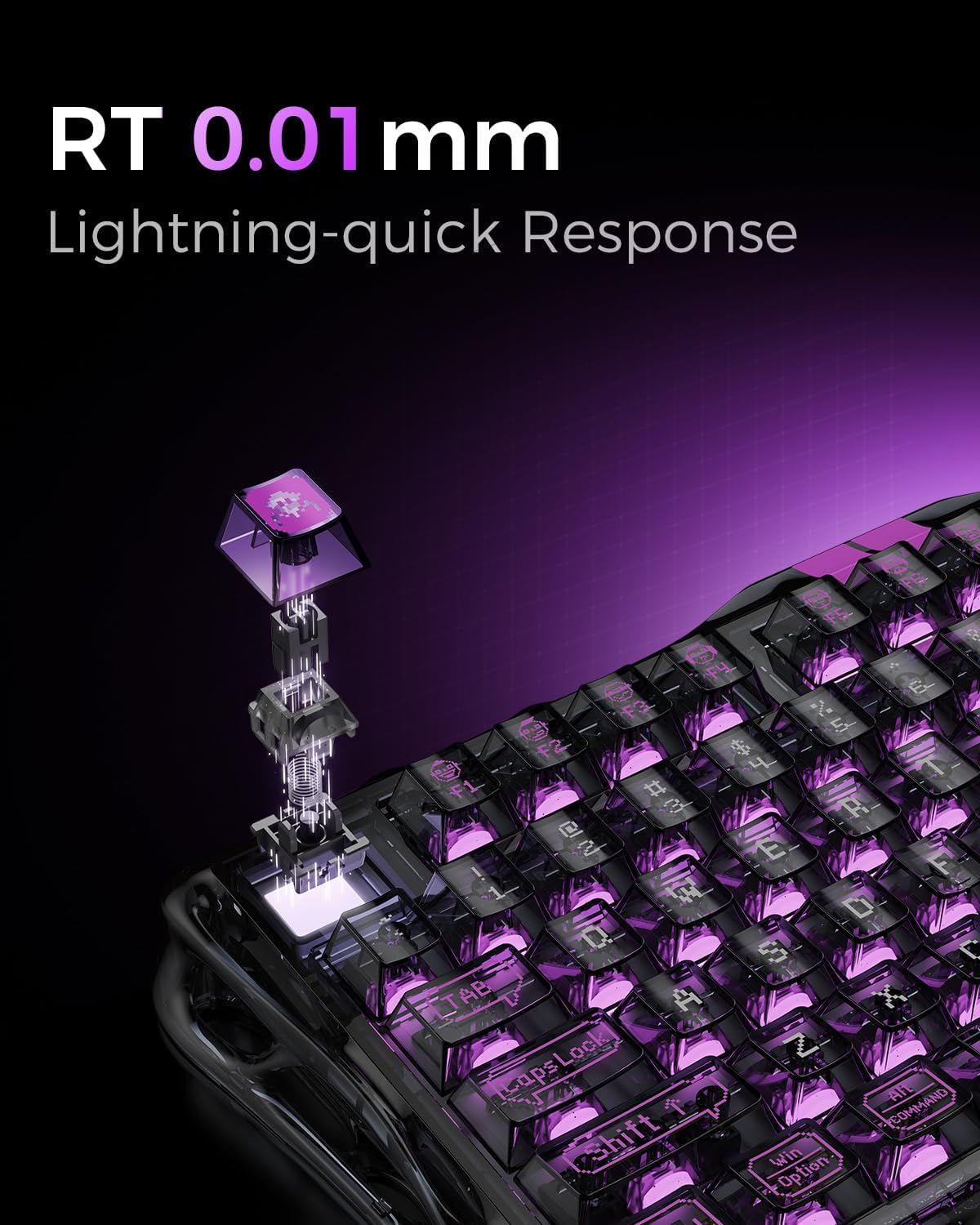 GravaStar Mercury V75 Lite 75% Hall Effect Magnetic switch Gaming Keyboard - Transparent Black