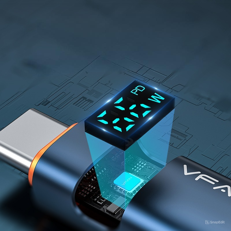 VFAN X25 DIGTAL DISPLAY FAST CHARGE 30W USB-C TO LIGHTNING / USB-C TO C
