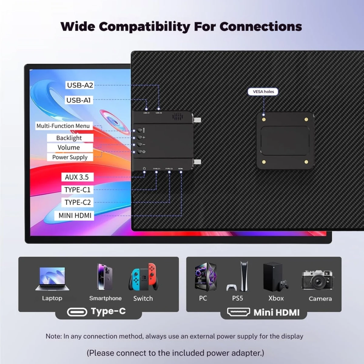 V2COM D1 24” IPS FHD Portable 100Hz