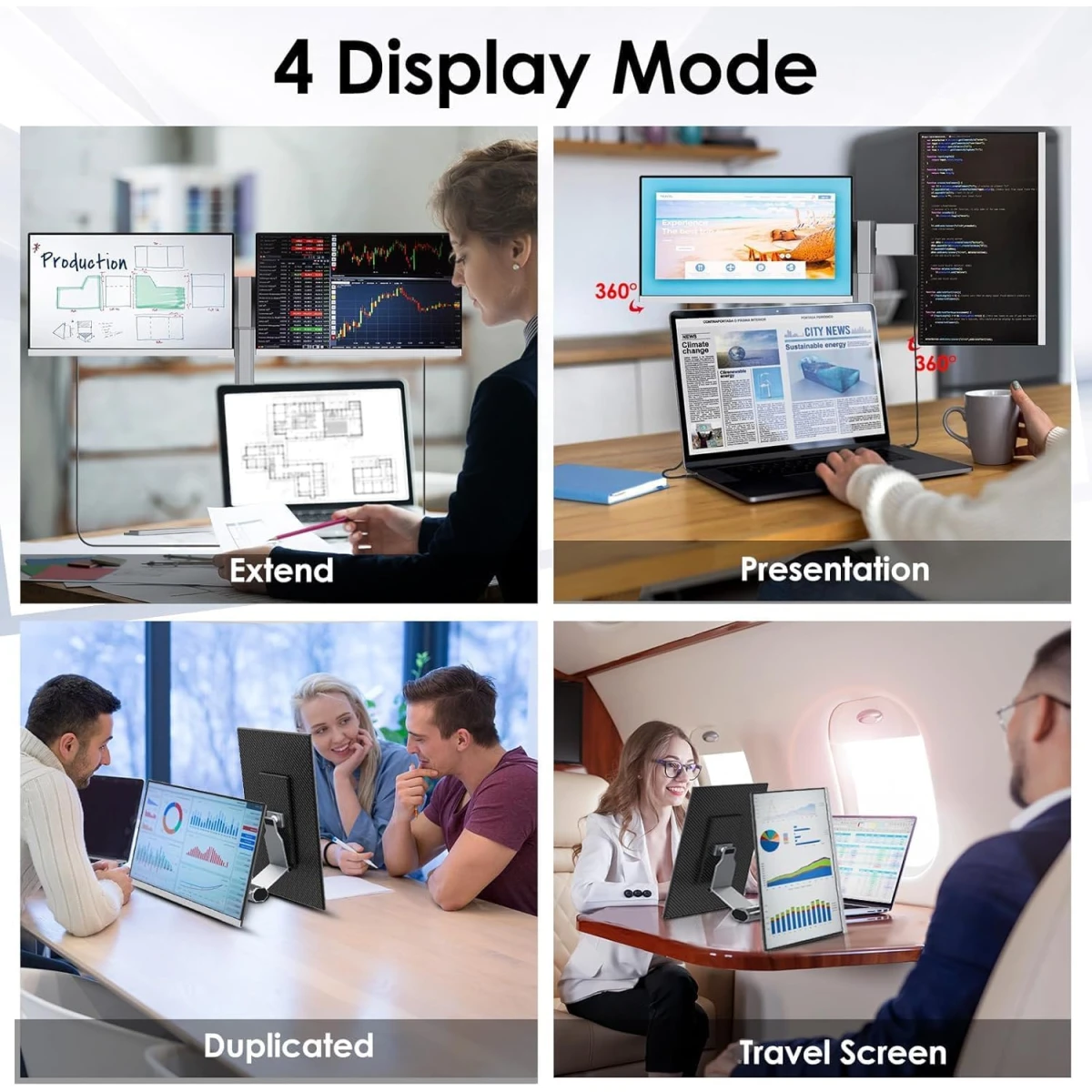 V2COM Z2 15.6'' FHD Portable Triple Monitor for Laptops
