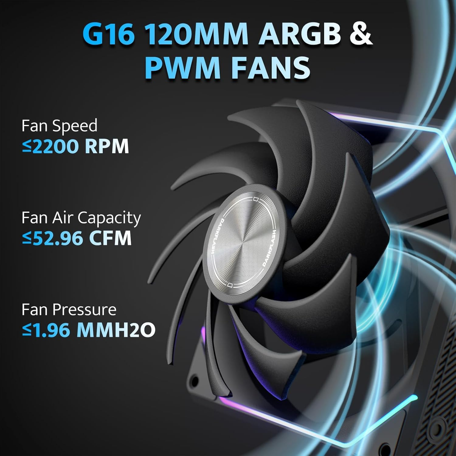 Darkflash Gauss G16 3in1 120mm Magnatic ARGB Case FAN - Black