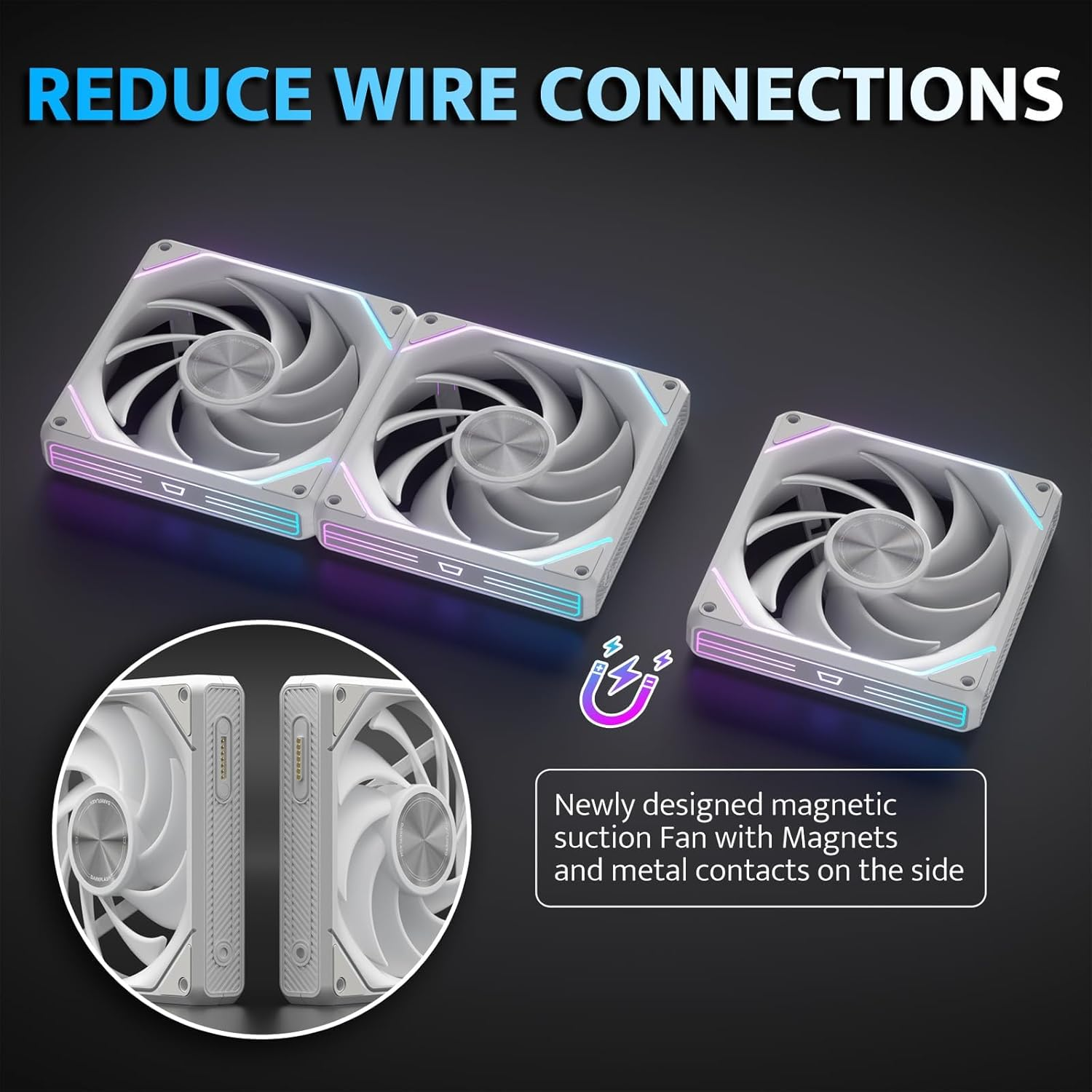 Darkflash Gauss G16 3in1 120mm Magnetic ARGB Case FAN - White