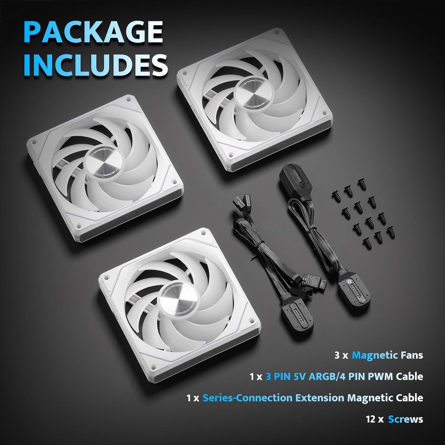 Darkflash Gauss G16 3in1 120mm Magnetic ARGB Case FAN - White