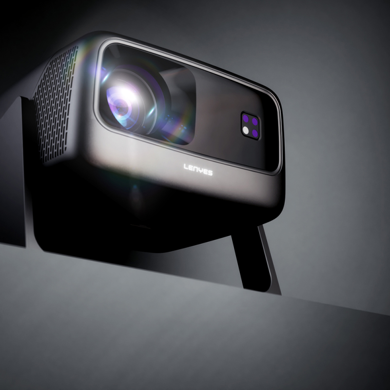 LENYES LPR02 LCD FHD 360 Degree Rotatable Auto Focus Projector - Dark Gray
