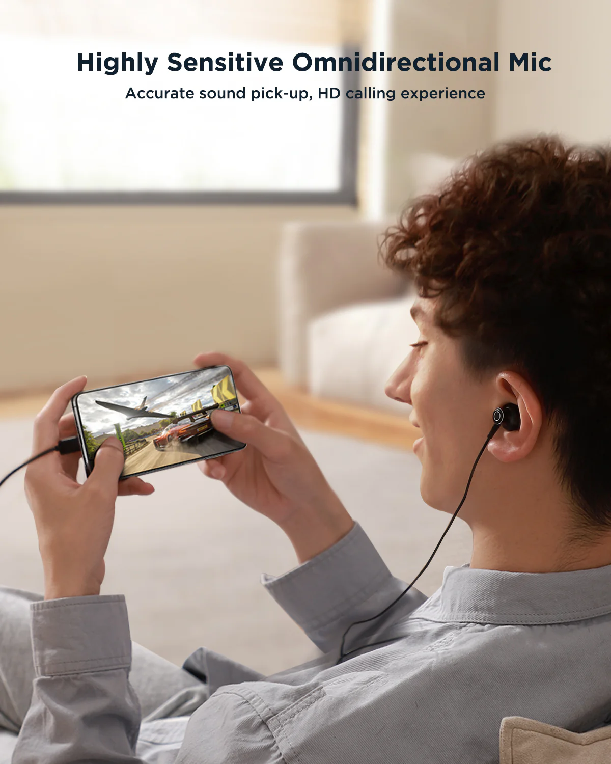 Joyroom JR-EC07 Type-C Half In-Ear Wired Earphones - Black