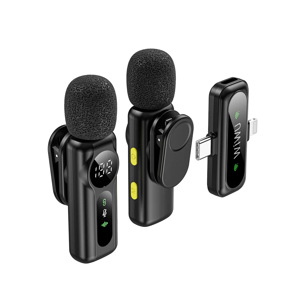 WIWU Wi-WM007 2in1 Wireless Lavalier Microphone with ANC and Lightning Port
