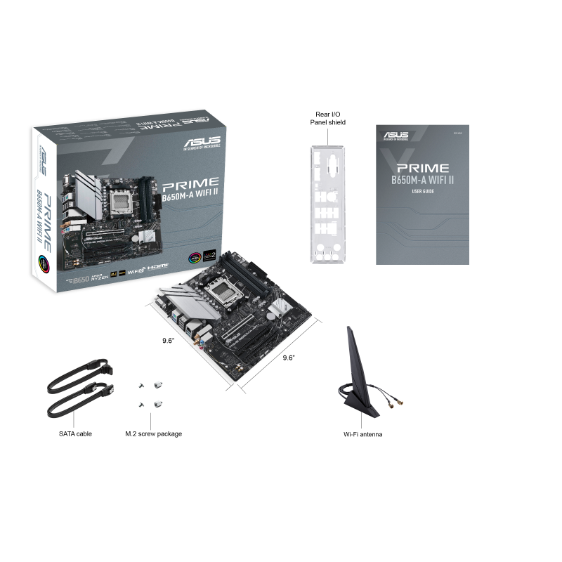 ASUS PRIME B650M-A WIFI II mATX Motherboard, AMD B650 Chipset, 4x DIMM DDR5