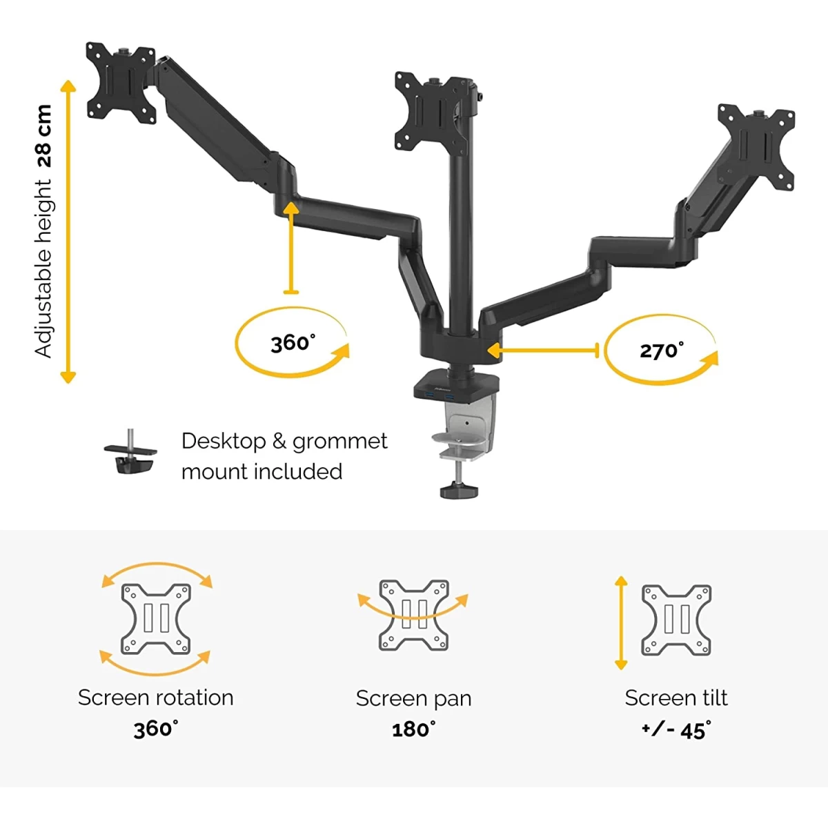 Fellowes Platinum Series Triple Monitor ARM Black