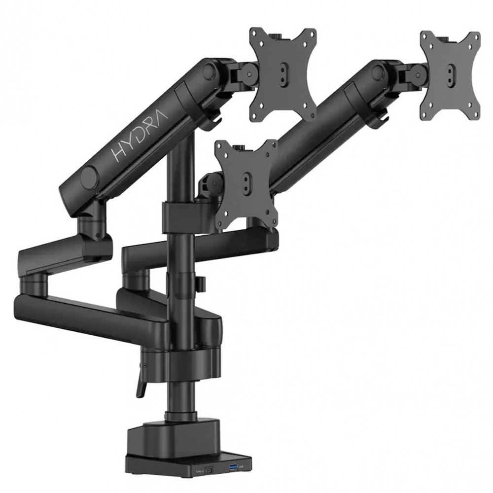 Sades Hydra Stand Holder With Clamp/Grommet Mounting Base Triple Monitor Mount