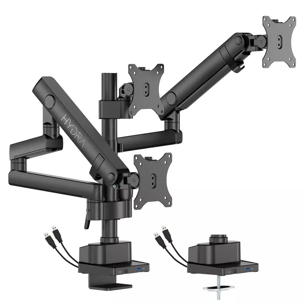 Sades Hydra Stand Holder With Clamp/Grommet Mounting Base Triple Monitor Mount