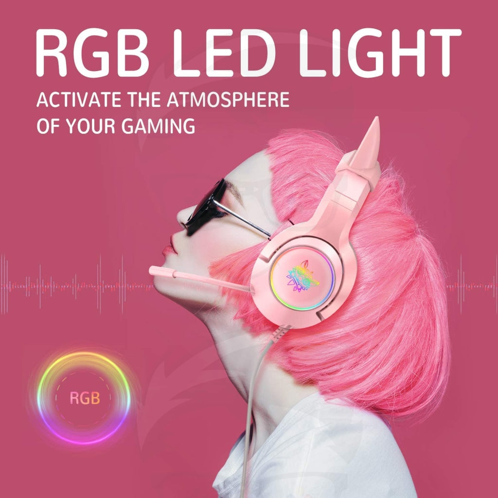 Onikuma K9 Wired RGB Gaming Headset - Pink