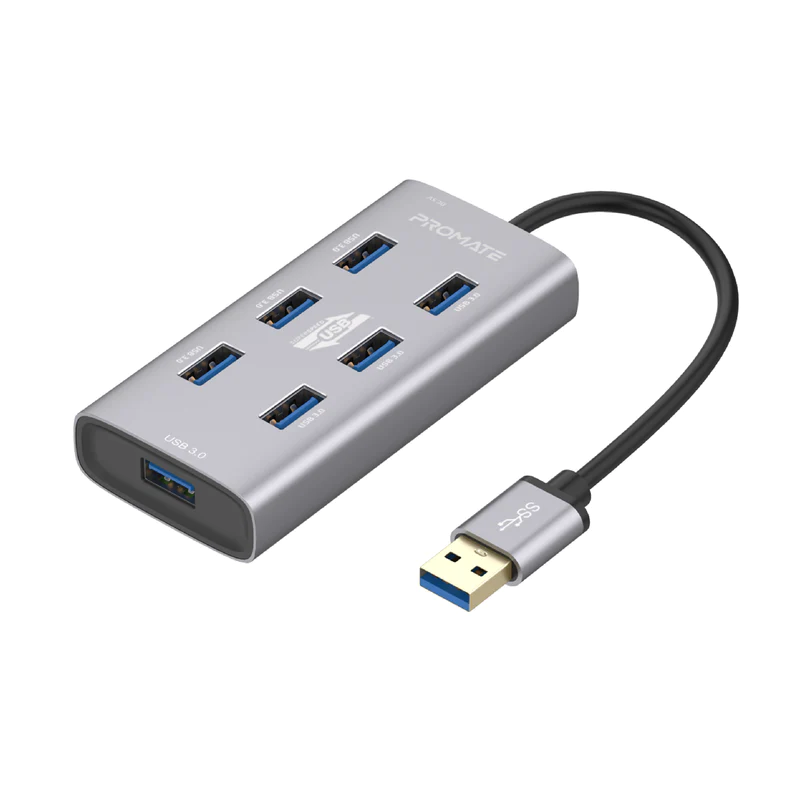 Promate Ezhub-7 Aluminium Alloy Powered USB Hub