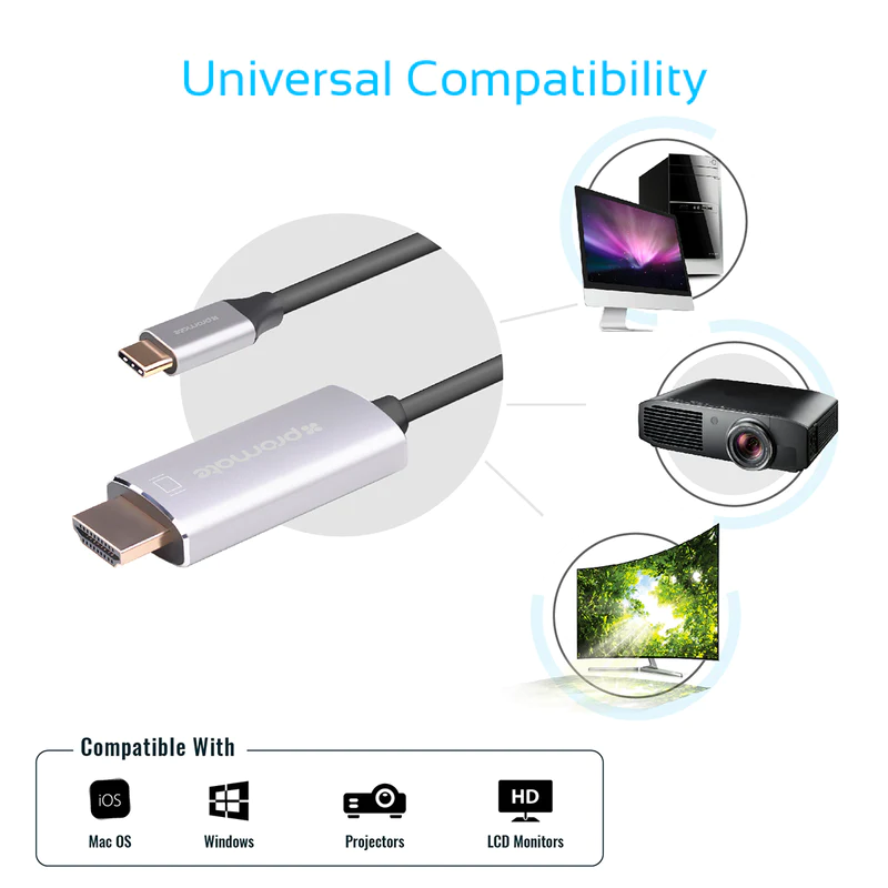 PROMATE HDLINK-60H USB-C to HDMI Audio Video Cable with UltraHD Support