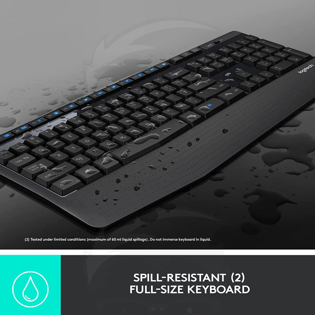 Logitech MK345 Wireless Combo Full-Sized Keyboard with Palm Rest and Comfortable Right-Handed Mouse - Black