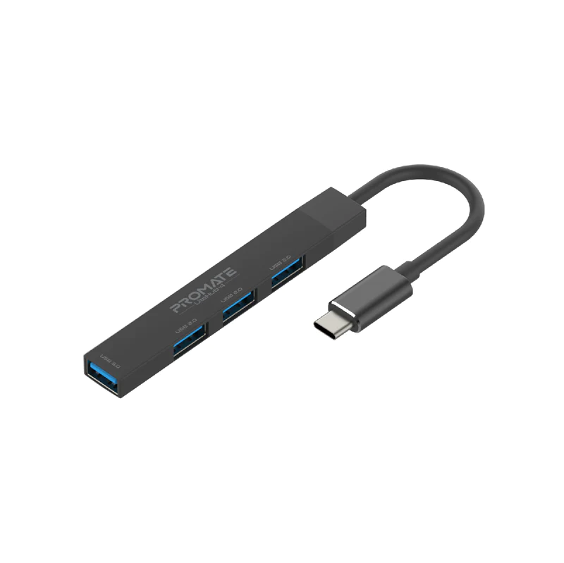 Promate LiteHub -4 BLACK 4-in-1 Multi-Port USB-C Data Hub