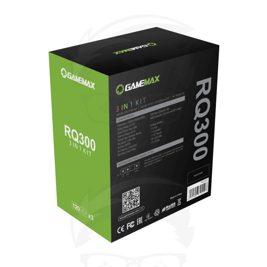 GAMEMAX RQ300 Cooling 3 Fan 3in1 Kit - Black