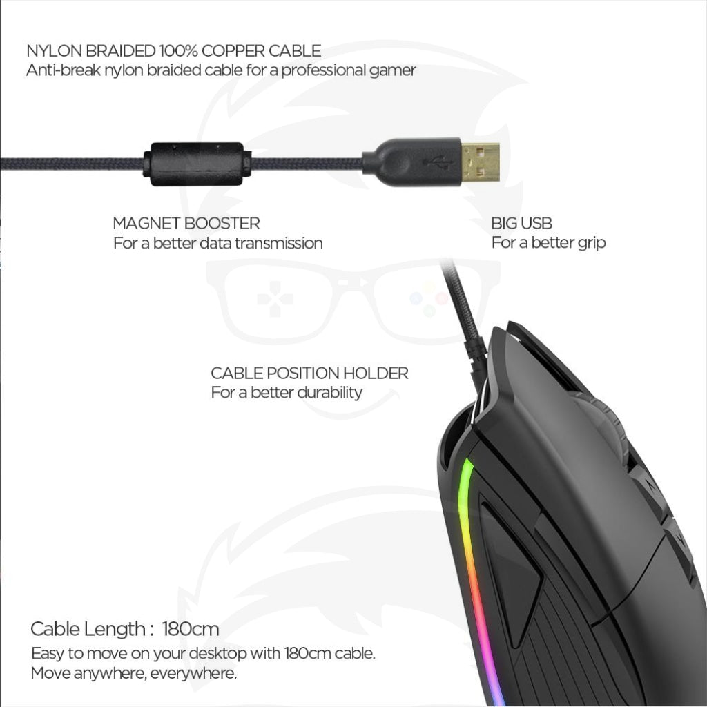 Fantech UX1 Hero Ultimate Macro RGB Gaming Mouse - Black