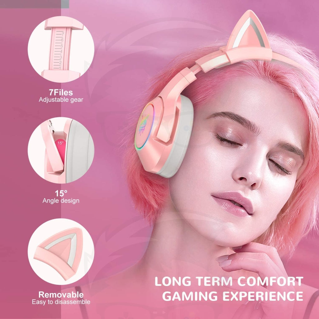 Onikuma K9 Wired RGB Gaming Headset - Pink
