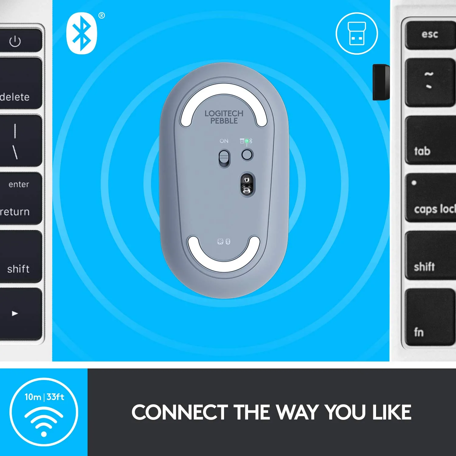 Logitech Pebble M350 Wireless Mouse with Bluetooth or USB - Silent