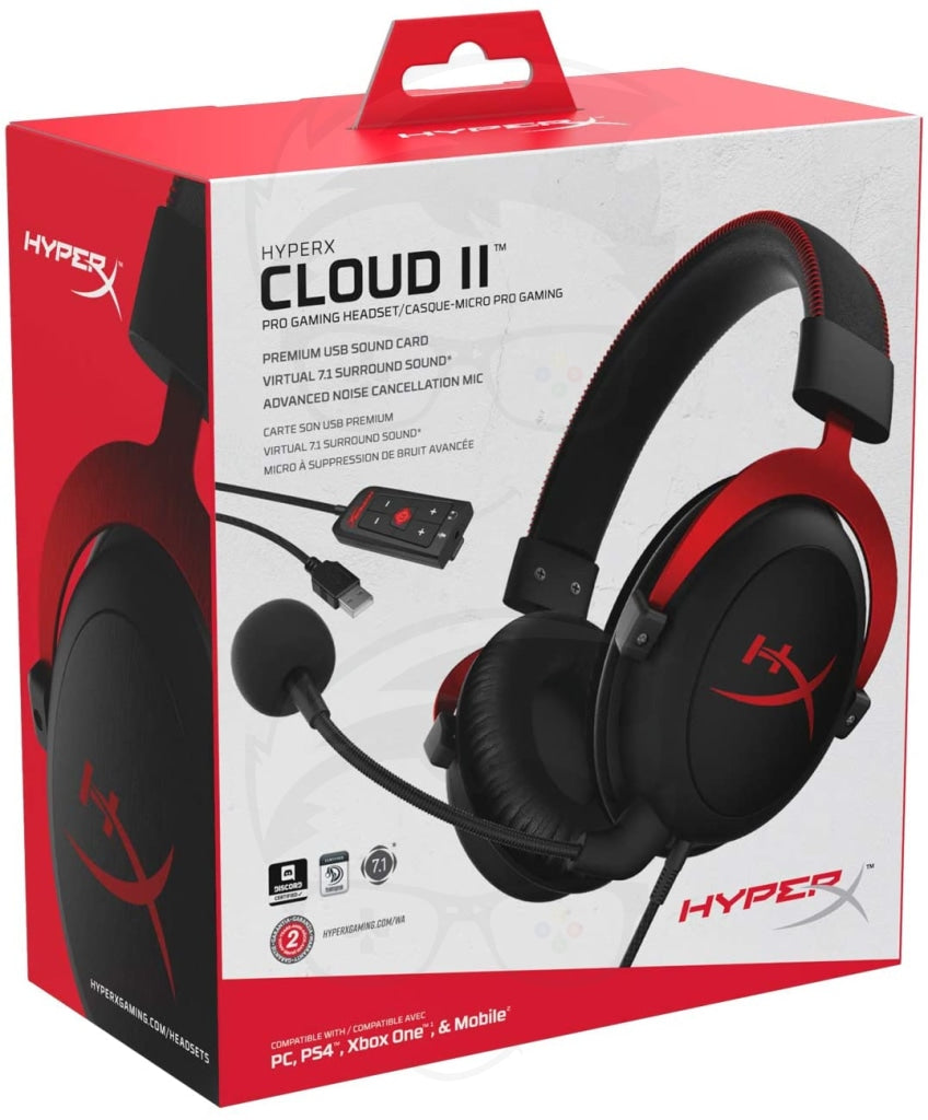 HyperX Cloud II - Gaming Headset, 7.1  PC, PS5, PS4, Xbox Series X|S, Xbox One – Red
