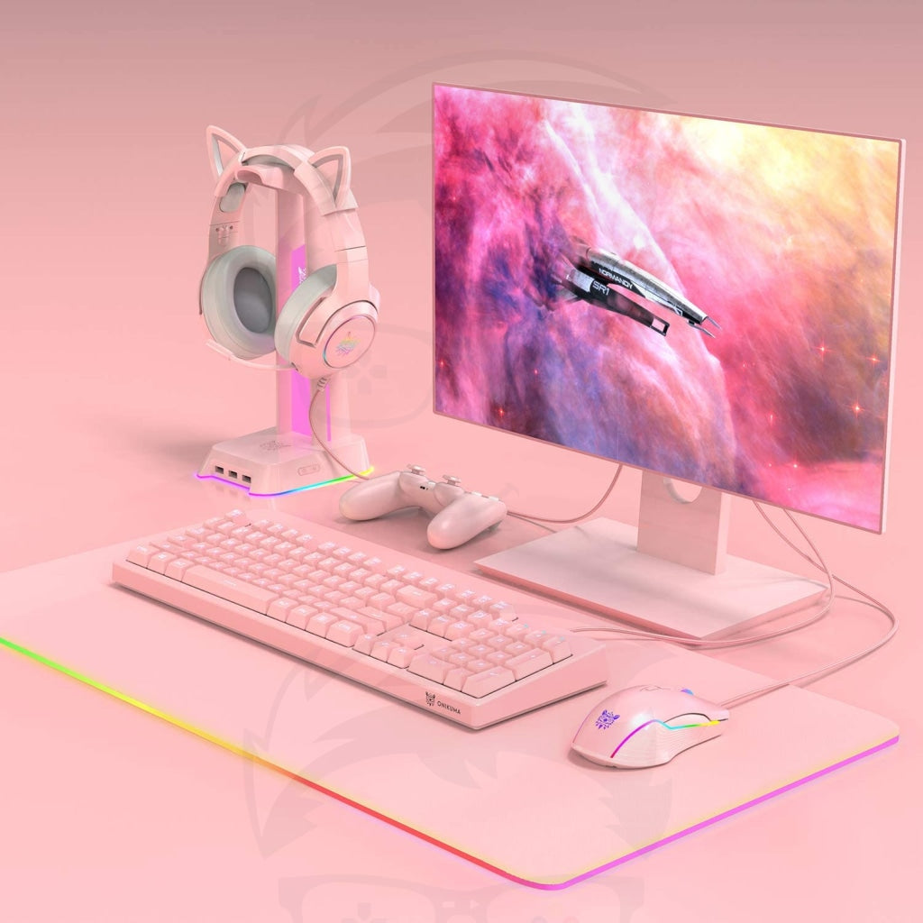 Onikuma K9 Wired RGB Gaming Headset - Pink