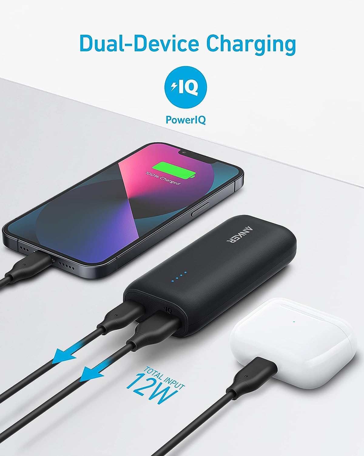 Anker 321 Power Bank (Powercore 5K) Pocket-sized and Travel Friendly with USB A and USB C Output Ports