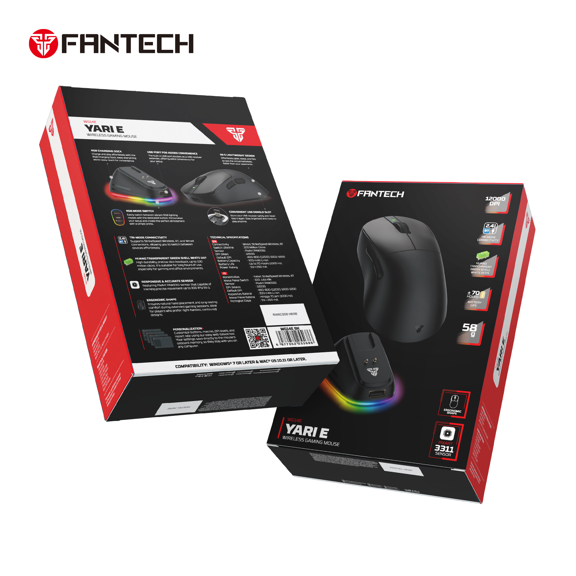 FANTECH YARIE WG14E BLACK WIRELESS GAMING MOUSE