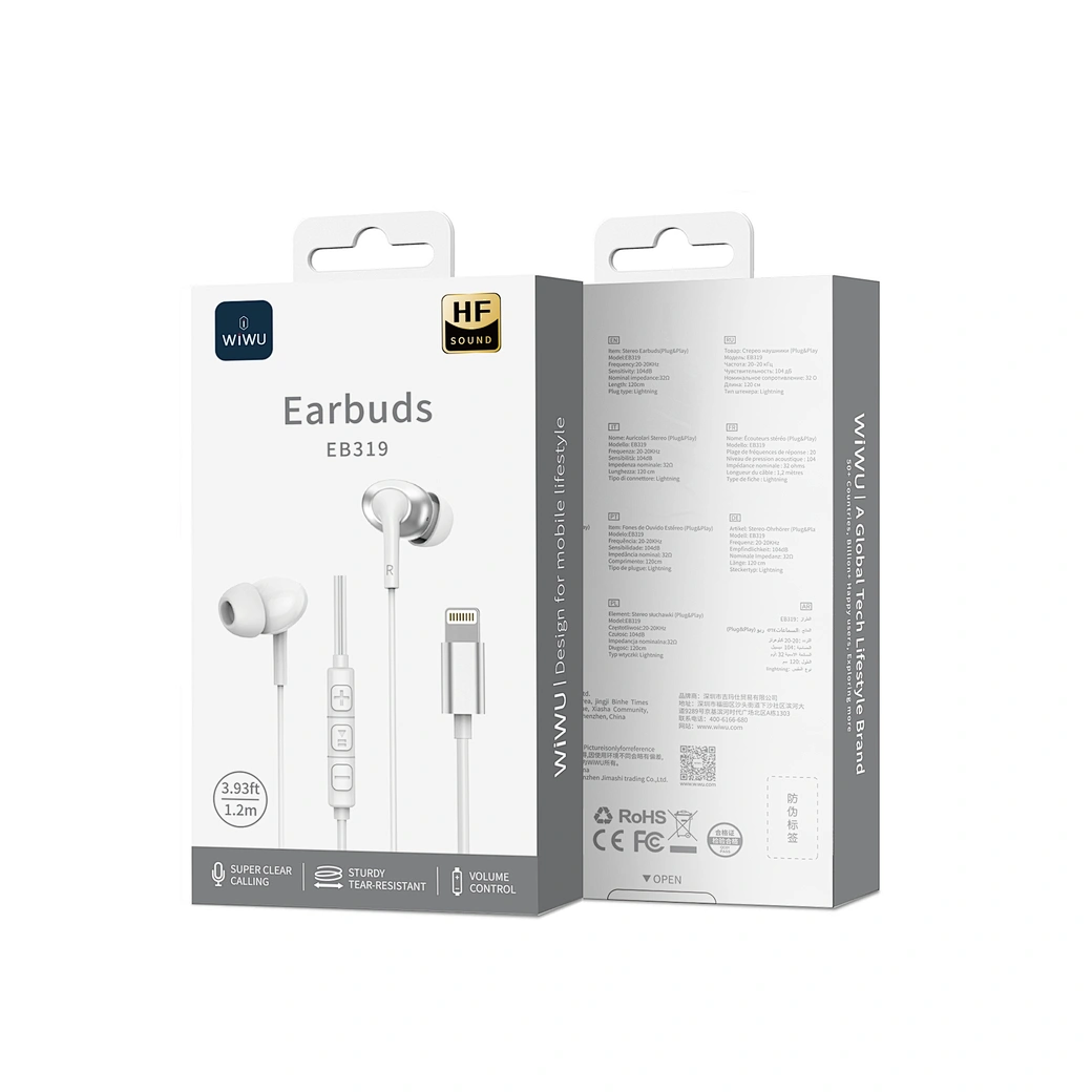 WIWU EARBUDS 1.2M HF SOUND LIGHTINING - WHITE
