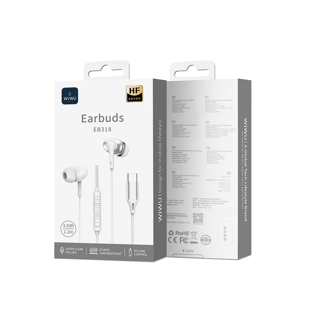 WIWU EADBUDS 1.2M HF SOUND TYPE-C - WHITE WIWU EADBUDS 1.2M HF SOUND TYPE-C - WHITE
