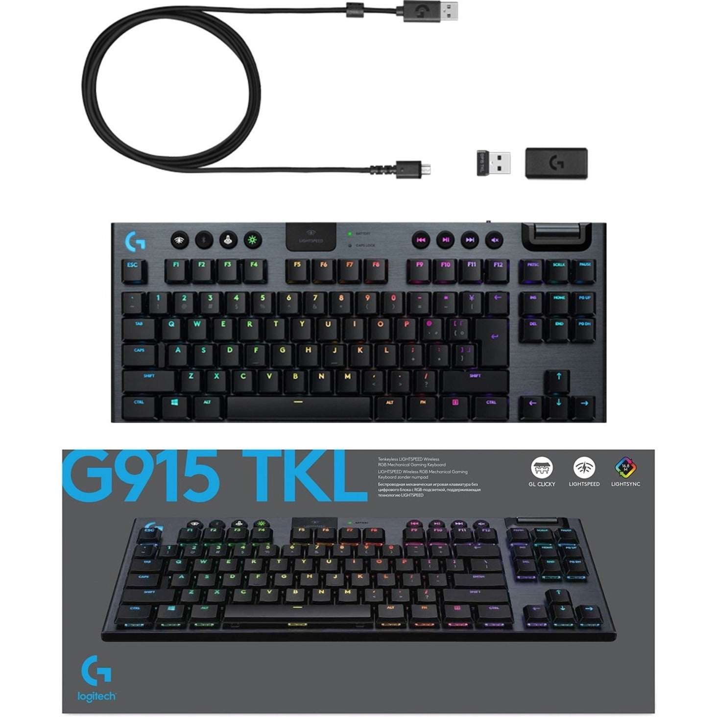 Logitech G915 TKL LIGHTSPEED WIRELESS RGB KEYBOARD Carbon (Tactile)