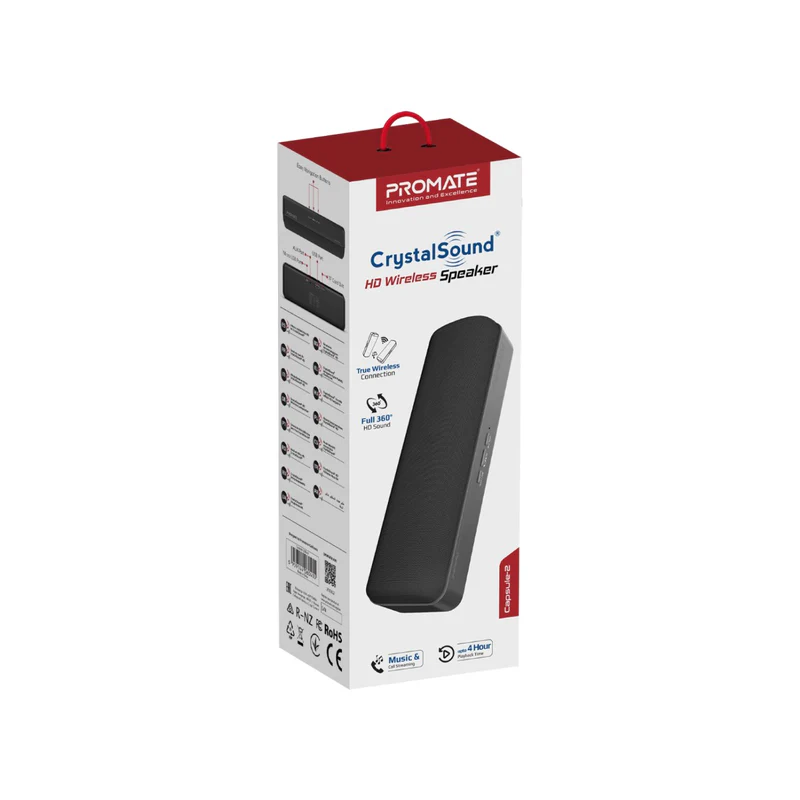 Promate Capsule 2 CrystalSound HD Wireless Speaker - Black