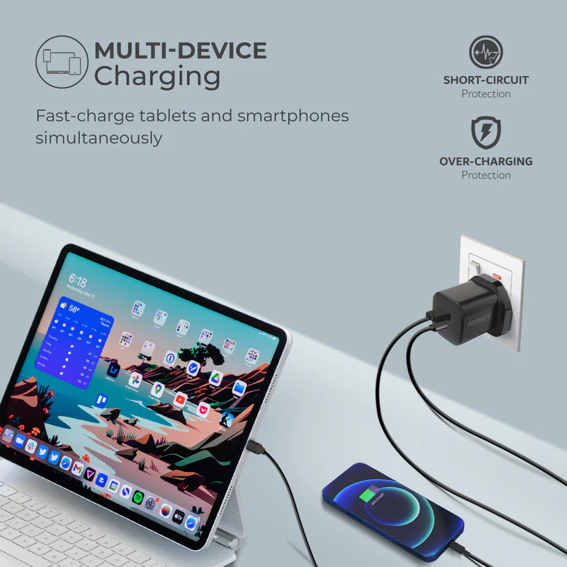 Promate 33W Power Delivery GaNFast™ Charging Adapter