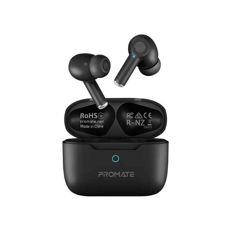 Promate Propods High-Definition ANC TWS Earphones with intellitouch - Black