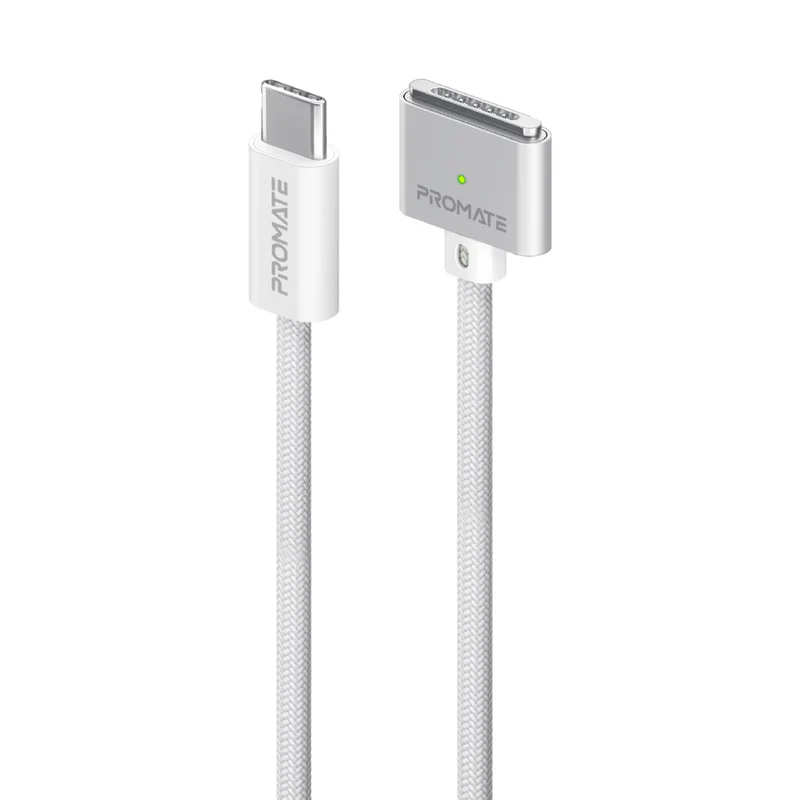 Promate MagCord-140PD MacBook Durable USB-C to MagSafe 3 Charging Cable w/ 140W Power Delivery 2M Nylon Braided