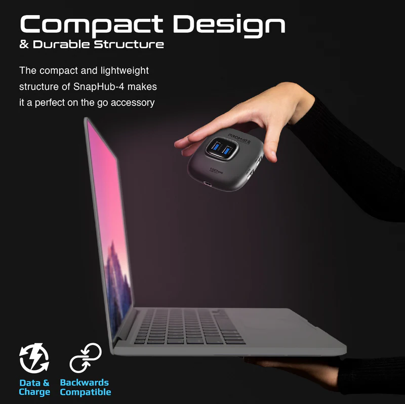 Promate SnapHub-4 4 In 1 Ultra Fast USB 3.2 Hub 4 USB-A