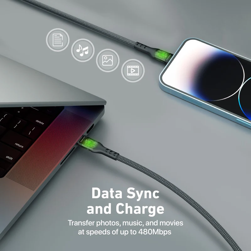 Promate TransLine-Ci USB-C to Lightning Cable 1.2m Ultra-Fast 27W Power Delivery Cable