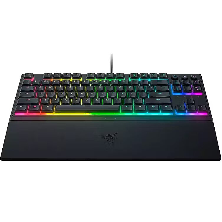 Razer Ornata V3 TKL Low-Profile Keys Mecha-Membrane SwitchesUV-Coated Keycaps Backlit Media Keys 8-Zone RGB Lighting Spill-Resistant w/ Wrist Wrest