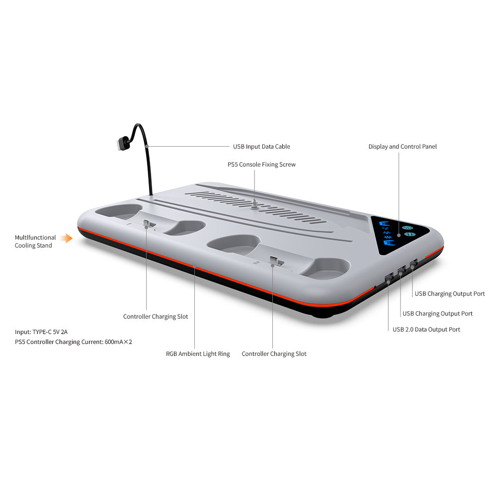 DOBE Multi function Cooling Chargin Dock For PS5 SLIM/PRO