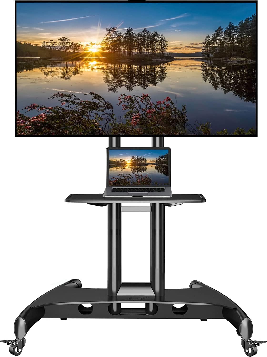 NB North Bayou AVA1500-60-1P TV Cart Rooling TV Stand with Wheels for 32 to 75 Inch  (Black)