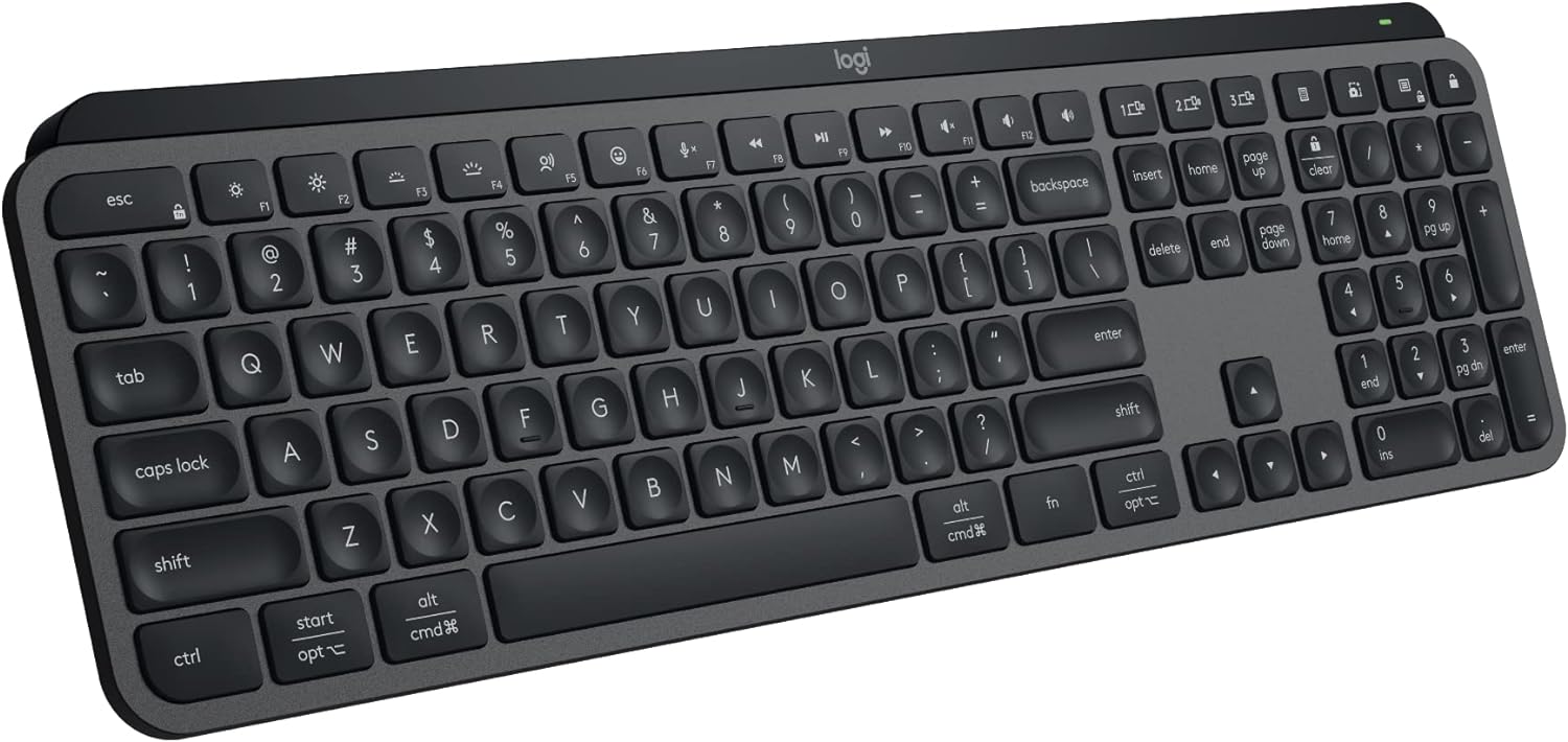 Logitech MX Keys S Low Profile USB C Rechargeable for Windows PC, Linux, Chrome, Mac - Graphite Wireless Keyboard