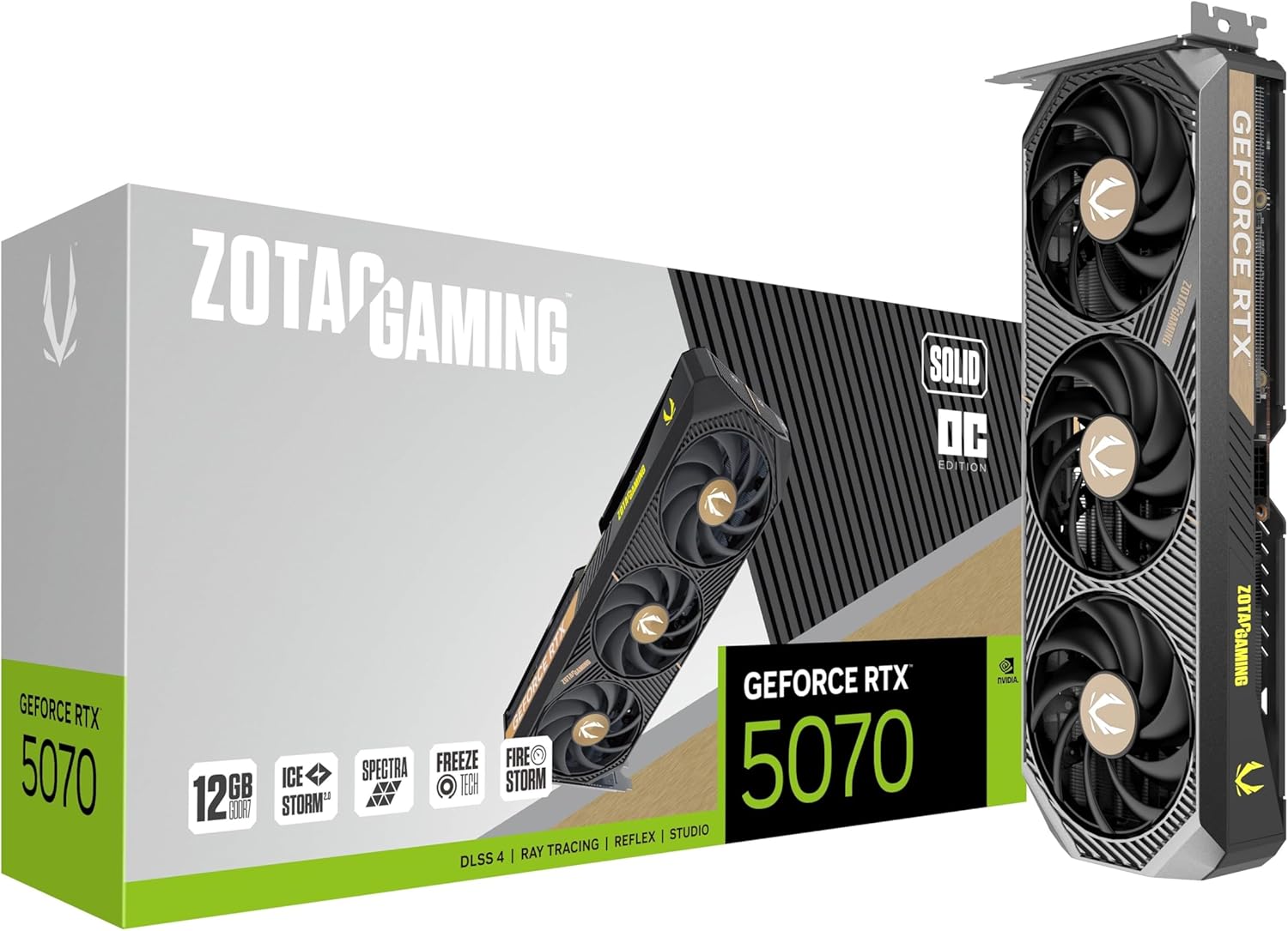 ZOTAC Gaming GeForce RTX 5070 Solid OC DLSS 4 12GB GDDR7  Graphics Card
