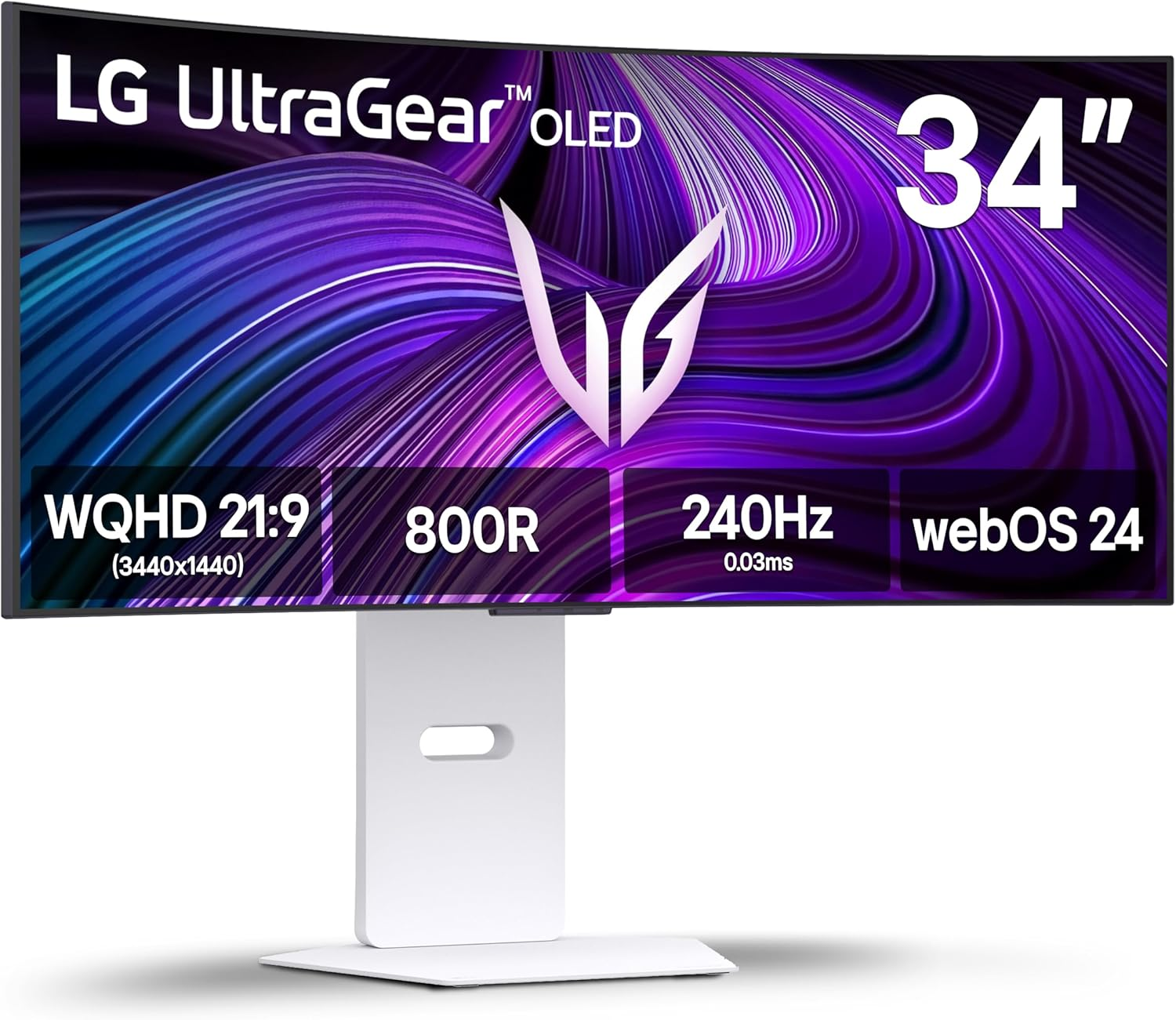 LG UltraGear 34GX90SA-W 34” WQHD Curved OLED 240Hz Gaming Monitor - White
