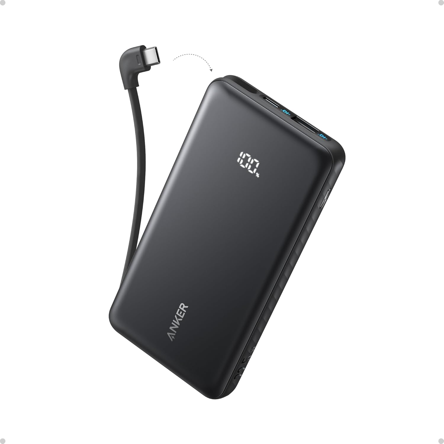 ANKER A110DH11 ZOLO POWER BANK 10K 22.5W BUILT IN USB -C CABLE EUROPE BLACK