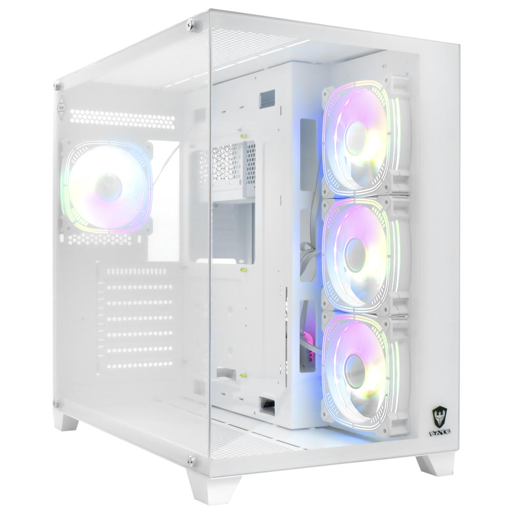 Sate K897 Tempered Glass Panel Full View Desktop ATX / 4 FAN / White GAMING CASE