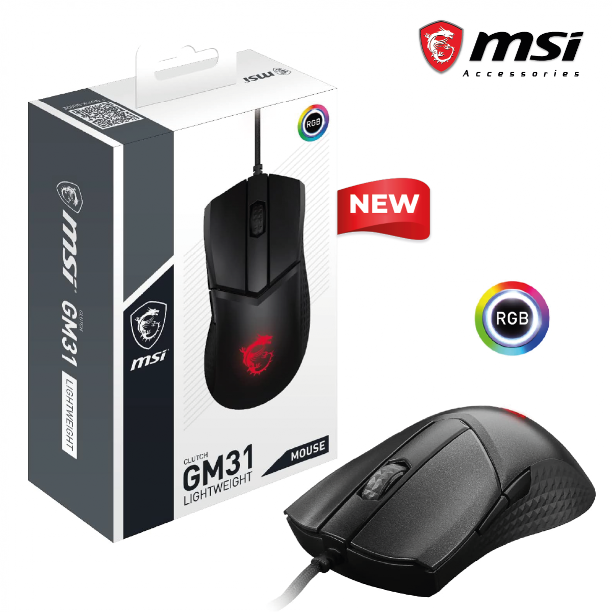 MSI CLUTCH GM31 LIGHTWEIGHT 12000 DPI Gaming Mouse