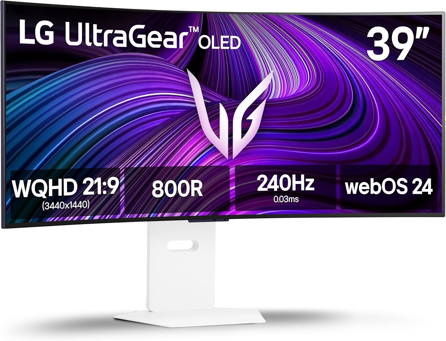 LG UltraGear 39GX90SA-W 39” OLED WQHD 240Hz G-SYNC Compatible FreeSync Premium webOS Curved Gaming Monitor