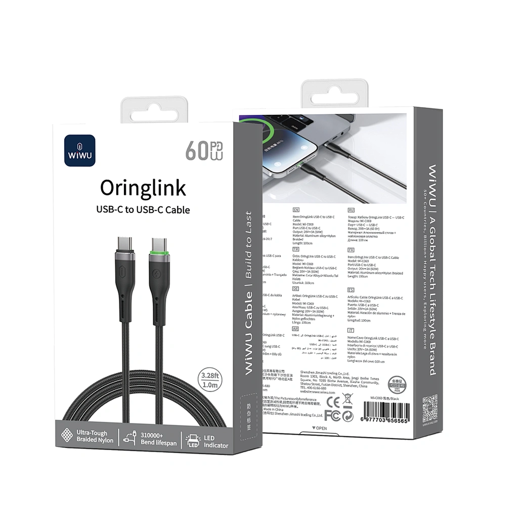 WIWU ORINGLINKG USB C TO USB C CABLE 1M WIWU ORINGLINKG USB C TO USB C CABLE 1M