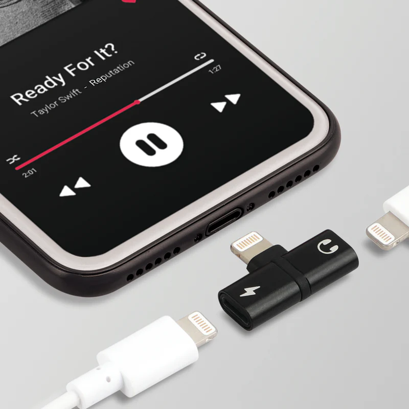 Promate iHinge-LT 2-in-1 Audio & Charging Adaptor with Lightning Connector