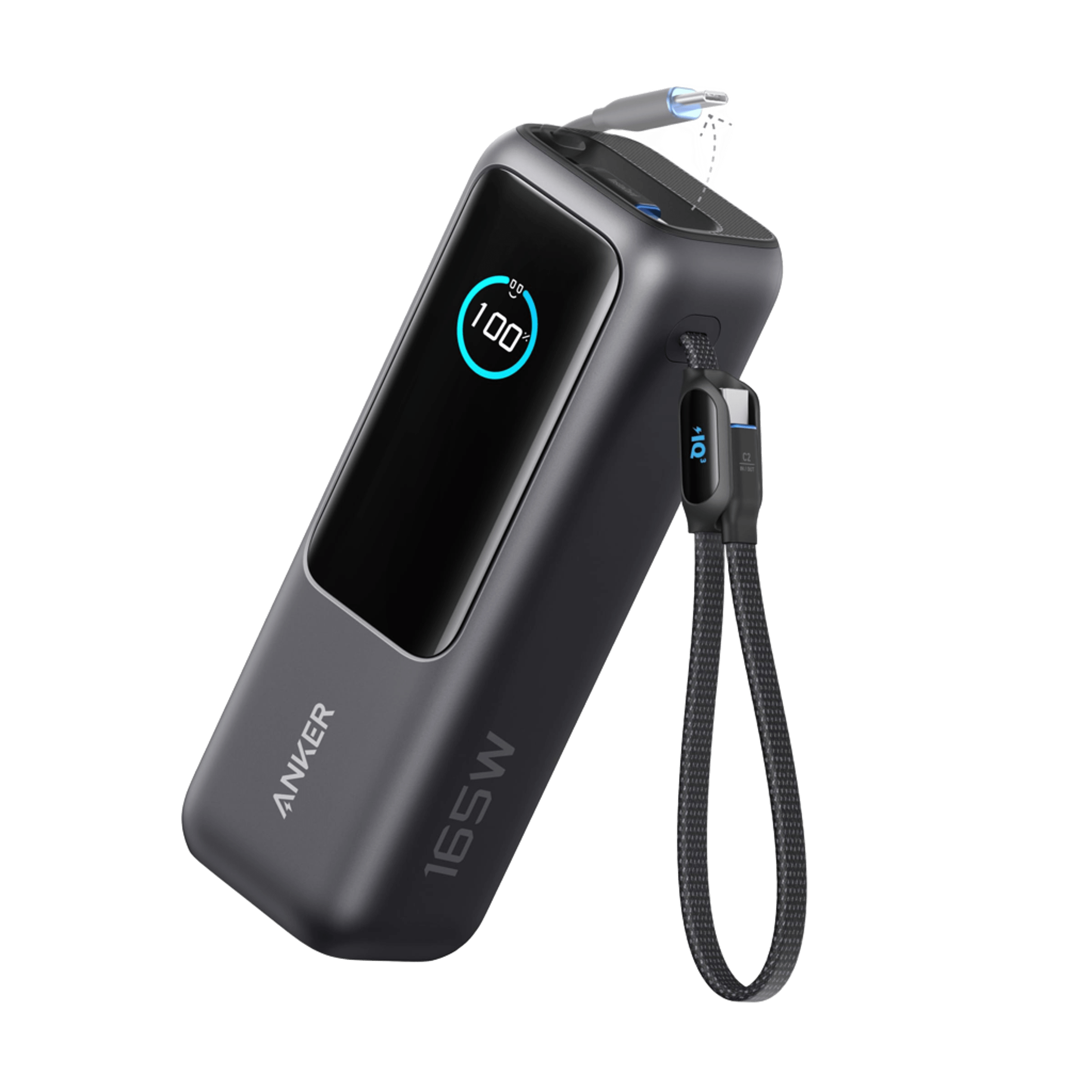 ANKER POWER BANK 25K 165W BUILT IN USB-C AND RETRACTABLE CABLE